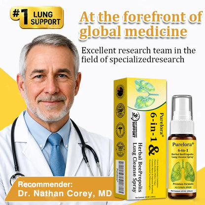 👨‍⚕️👑✅🇦🇺 Purelora® 6-in-1 Herbal BeePropolis Lung Cleanse Spray（👨‍⚕️Directly acts on COPD, asthma, chronic bronchitis (CB), respiratory infections, lung cancer, sinusitis, and other conditions🫁)