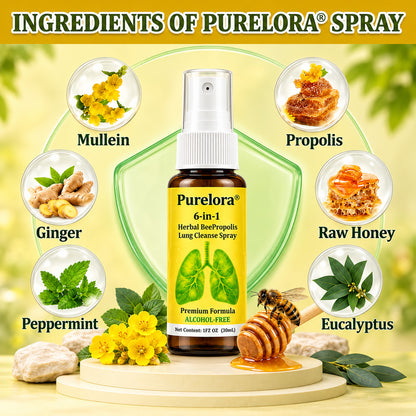 👨‍⚕️👑✅🇦🇺 Purelora® 6-in-1 Herbal BeePropolis Lung Cleanse Spray（👨‍⚕️Directly acts on COPD, asthma, chronic bronchitis (CB), respiratory infections, lung cancer, sinusitis, and other conditions🫁)