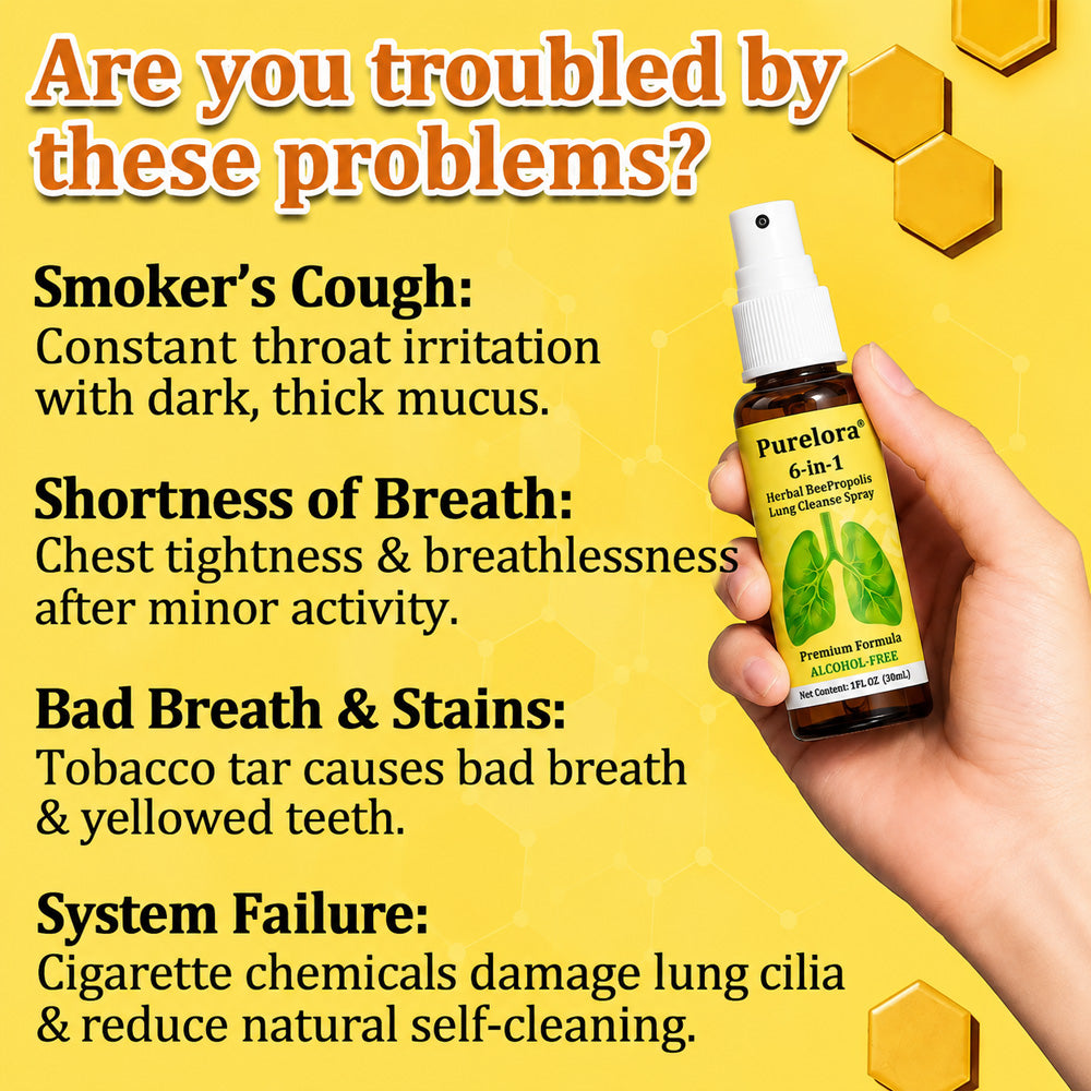 👨‍⚕️👑✅🇦🇺 Purelora® 6-in-1 Herbal BeePropolis Lung Cleanse Spray（👨‍⚕️Directly acts on COPD, asthma, chronic bronchitis (CB), respiratory infections, lung cancer, sinusitis, and other conditions🫁)