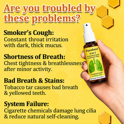 👨‍⚕️👑✅🇦🇺 Purelora® 6-in-1 Herbal BeePropolis Lung Cleanse Spray（👨‍⚕️Directly acts on COPD, asthma, chronic bronchitis (CB), respiratory infections, lung cancer, sinusitis, and other conditions🫁)