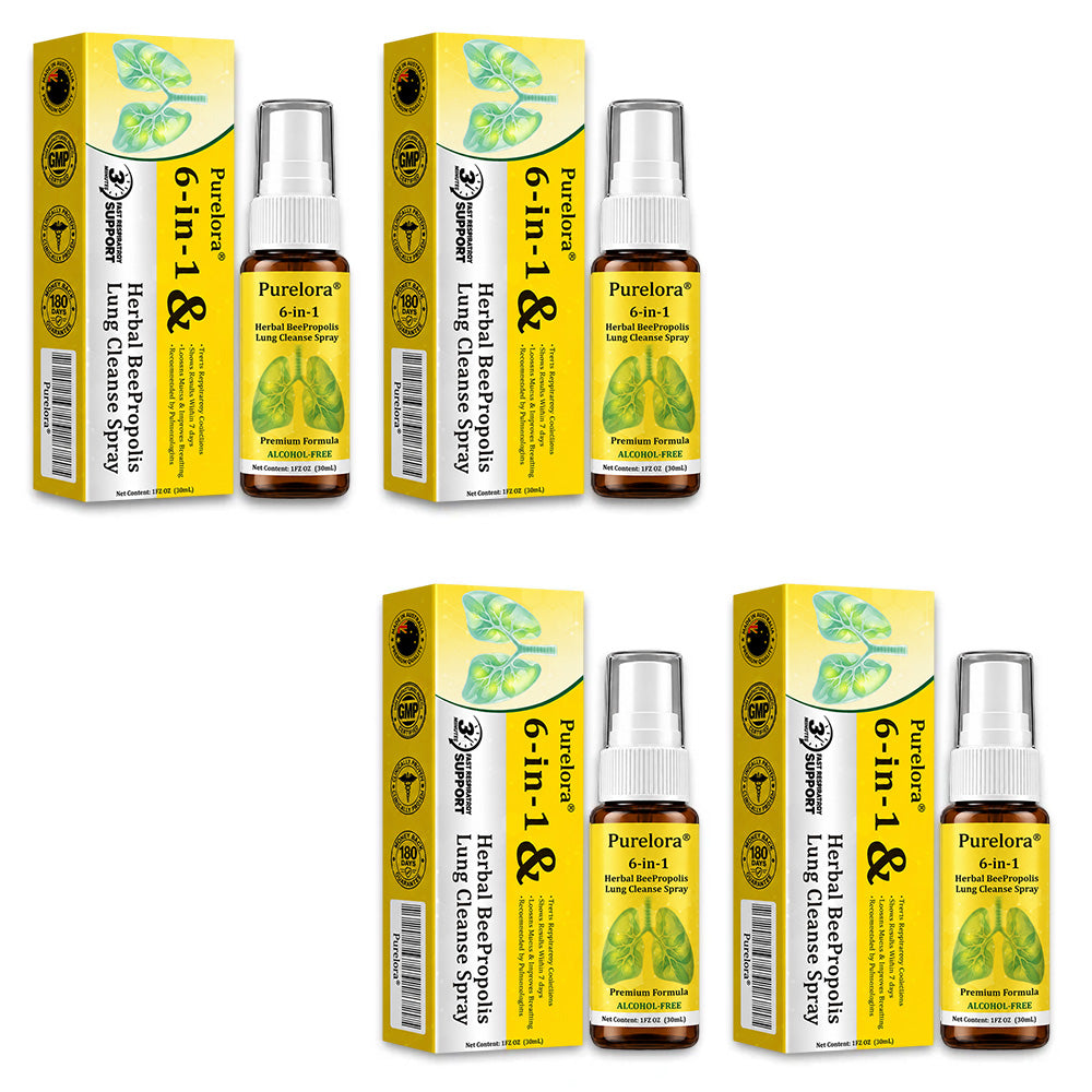 👨‍⚕️👑✅🇦🇺 Purelora® 6-in-1 Herbal BeePropolis Lung Cleanse Spray（👨‍⚕️Directly acts on COPD, asthma, chronic bronchitis (CB), respiratory infections, lung cancer, sinusitis, and other conditions🫁)