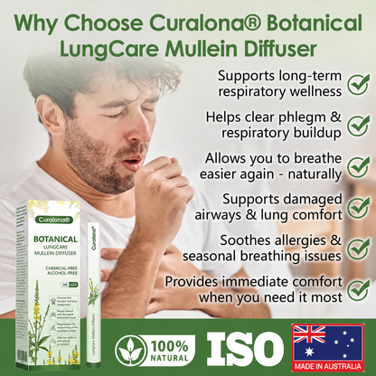 Curalona® Botanical LungCare Mullein Diffuser — Fast, Gentle Breathing Support for Cough, Phlegm & Chest Tightness