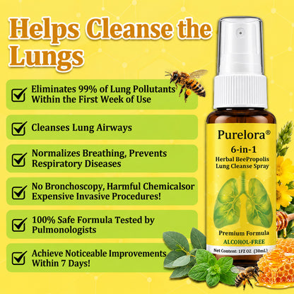 👨‍⚕️👑✅🇦🇺 Purelora® 6-in-1 Herbal BeePropolis Lung Cleanse Spray（👨‍⚕️Directly acts on COPD, asthma, chronic bronchitis (CB), respiratory infections, lung cancer, sinusitis, and other conditions🫁)