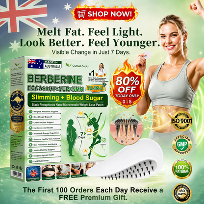 Official Brand Badge Store | Curalona® Black Phosphorus Nanoneedle Slimming Patch — 12-in-1 Formula: Berberine + NMN + Apple Cider Vinegar | Promotes Fat Burning | Visible Results in Just 7 Days!